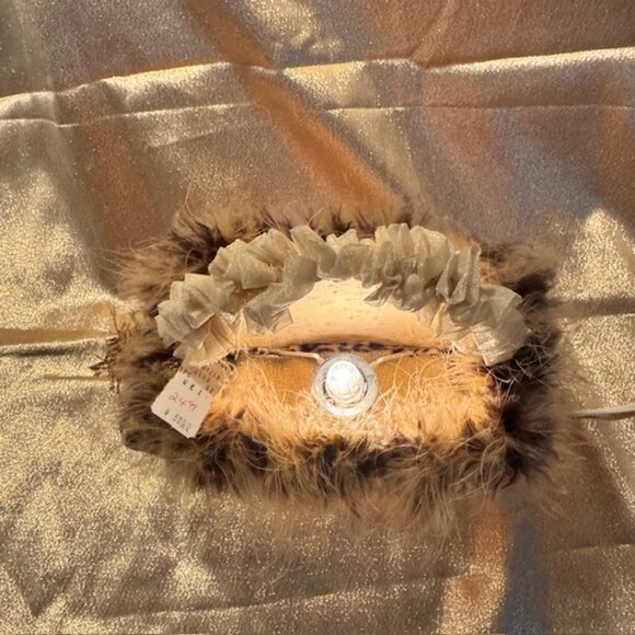 Leopard Fabric Purse Lamp / Night Light with Feathers - NEW - Picture 5 of 12